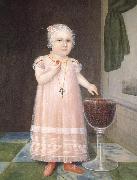 Johnson Joshua Little Girl in Pink with Goblet Filled with Strawberries:A Portrait Spain oil painting artist